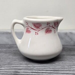 RARE, Vintage Buffalo China Restaurant Ware Creamer, Windsor Red Leaf, USA, MCM